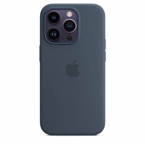 Coque en silicone Apple iPhone 14 Pro avec MagSafe - Bleu tempête (bleu)