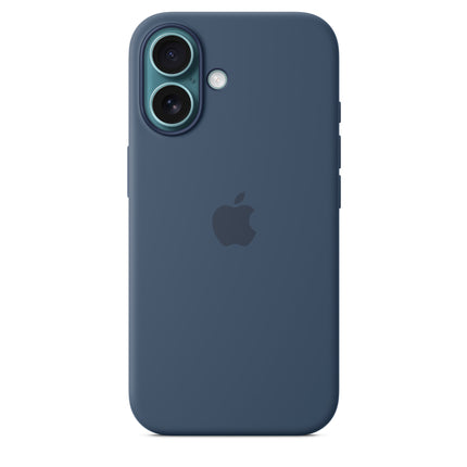 Siliconenhoesje met MagSafe voor iPhone 16 in Denim, zijaanzicht