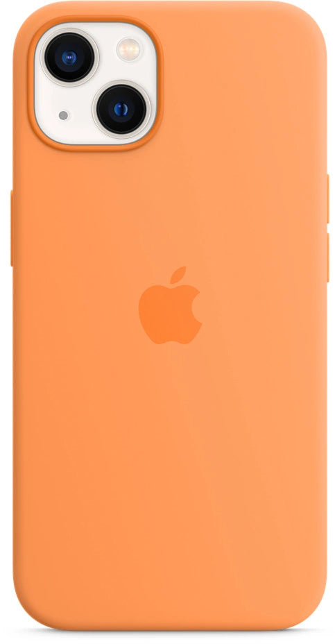 Coque en silicone Apple iPhone 13 avec MagSafe – Marigold (Orange)