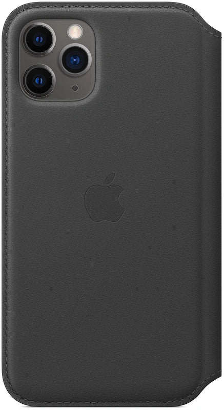 Coque à rabat en cuir pour Apple iPhone 11 Pro - noir