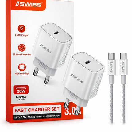 Ensemble chargeur USB-C comprenant chargeur et câble