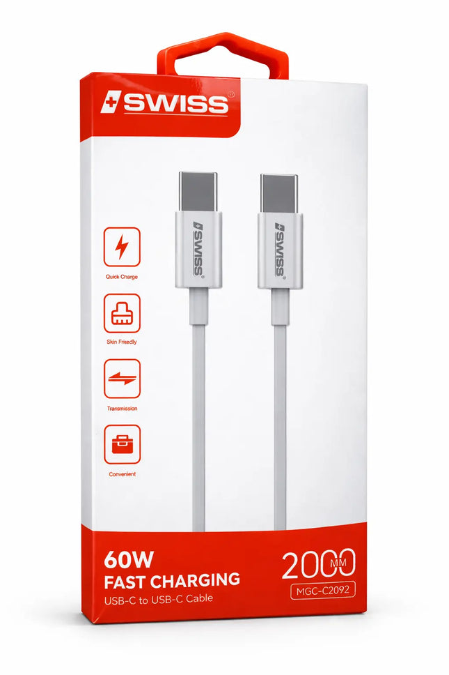 Câble iSwiss USB-C vers USB-C 2 mètres